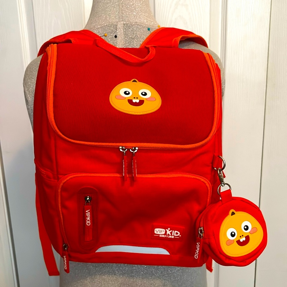 Original VIPKID DINO Orange Backpack w/ DINO Charm Bag New Never used + freebies